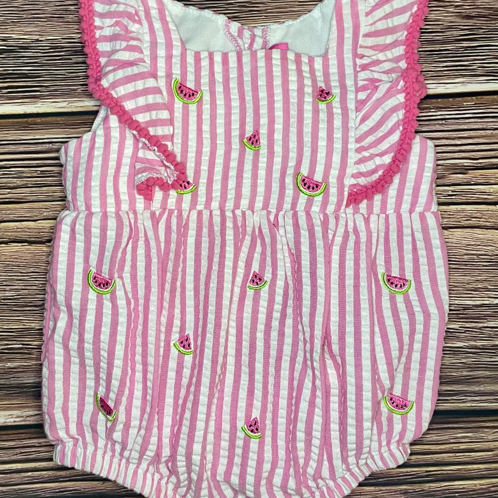 Good Lad Embroidered Seersucker Watermelon Romper/Bubble